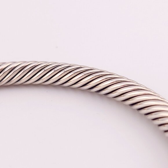 DAVID YURMAN Sterling Silver Classic Cable Diamond Buckle 6.5 Inch Bracelet - Picture 9 of 12